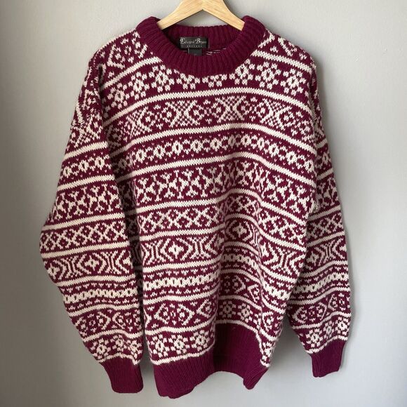 NEW EDWARD BRYAN ENGLAND VINTAGE MEN L‎ FAIR ISLE ARGYLE HEAVY LS SWEATER ALPACA - Picture 1 of 8
